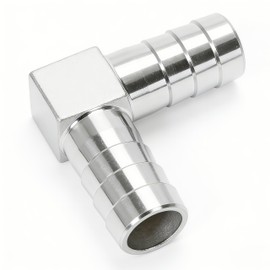 Lophtnix 304 Stainless Steel 1" x 1" Barbed Hose Barb Elbow 90 Degree L Right Angle Fitting with 4 Hose Clamps, Pack of 2