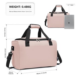 Kono Travel Luggage, 40 x 20 x 25 cm, Large Weekender Bag, Maximum-Size Hand Luggage for Men and Women, pink