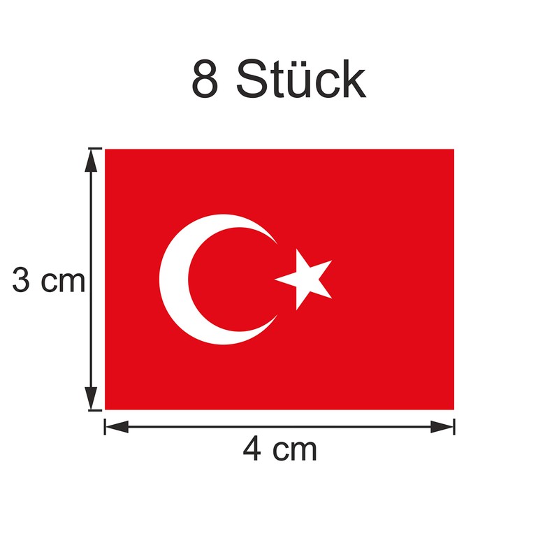 Generisch Set of 8 Turkey Flag Stickers | Sticker Türkiye