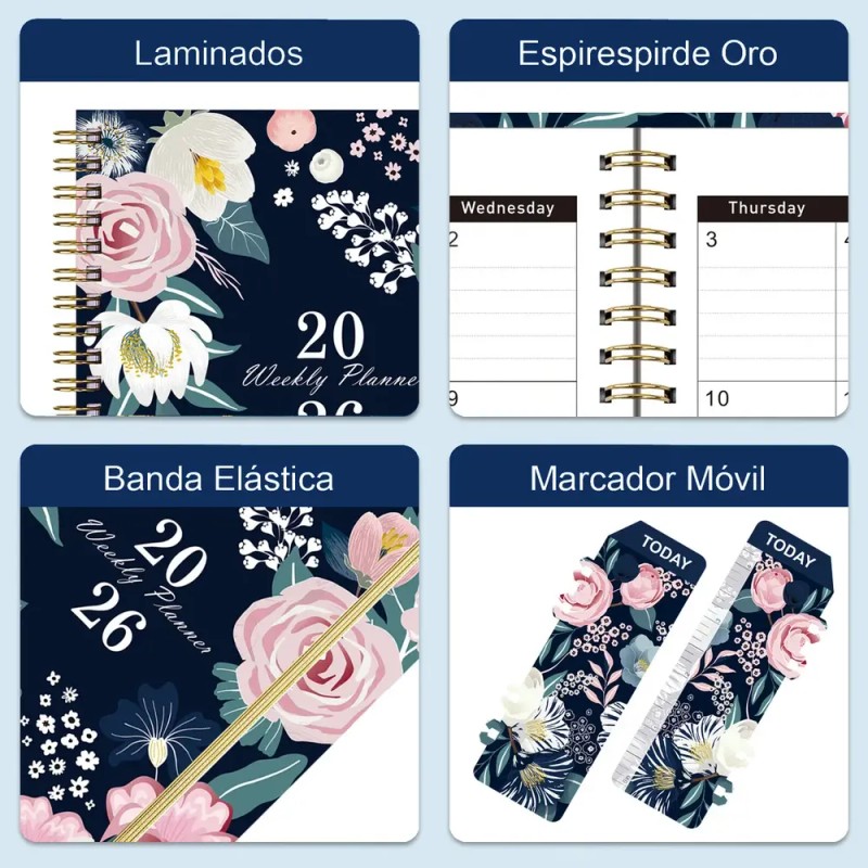 Agenda Diaria 2026 A5 con Espiral y Tapa Impermeable
