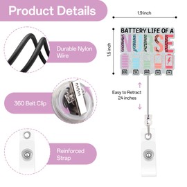 Teeglow Funny Nurse Badge Reel Cute Work Colorful Nurse Badge Reels Retractable Holder Nursing CNA RN Pediatric Doctor Medical Personnel Student Office Workers Accessories Gifts for Women