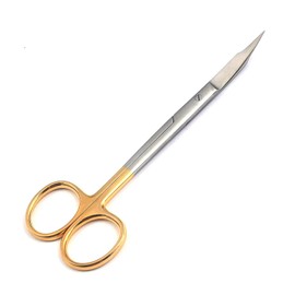 Goldman Fox Scissor 13 cm - Super Cut Sharpness - Premium Quality German Grade Stainless Steel - Gold Handles by AAProTools (Curved Blades)