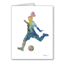 Girl Soccer Player Set of 10 Art Note Cards by Watercolor Artist DJ Rogers