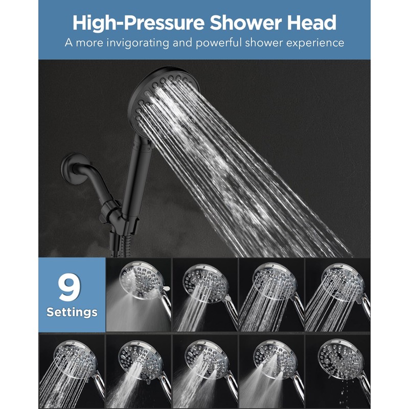 MakeFit Handheld Shower Head with Filter Matte Black - High