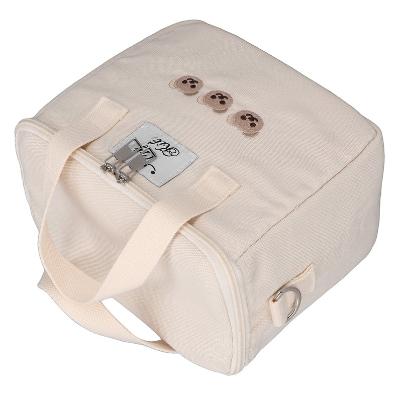 Insulated Lunch Bag Embroidered Bear Waterproof Leakproof Adjustable Straps Lunch