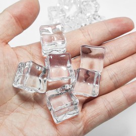 Decorative Ice Cubes, Reusable, Pack of 100 Acrylic Artificial Ice Cubes, Decorative Crystal Rocks, Plastic Ice Cubes for Weddings, Vase Fillers, Centerpieces, Photo Props, Kitchen Decoration, Bar