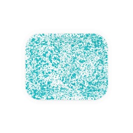 Enamelware Large Open Roaster, 13.5 x 10.75 inches, Turquoise/White Splatter