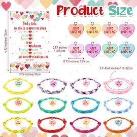 Quelay 24 Sets Religious Gifts Jesus Loves Me Heart Bracelets with John 3:16 Cards Bible Verse Cards Bulk Christian Woven Bracelets for Easter Party Favors Church Sunday