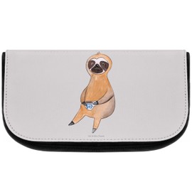 Mr. & Mrs. Panda Sloth Coffee Cosmetic Bag, gray, Hand Drawn