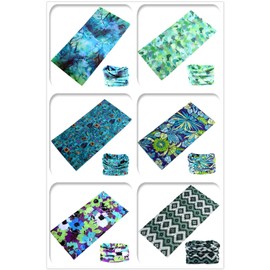 KINREE 6PCS Outdoor Magic Scarf, Elastic Headbands, Headscarves, Headwear, Mask (Turquoise Series)