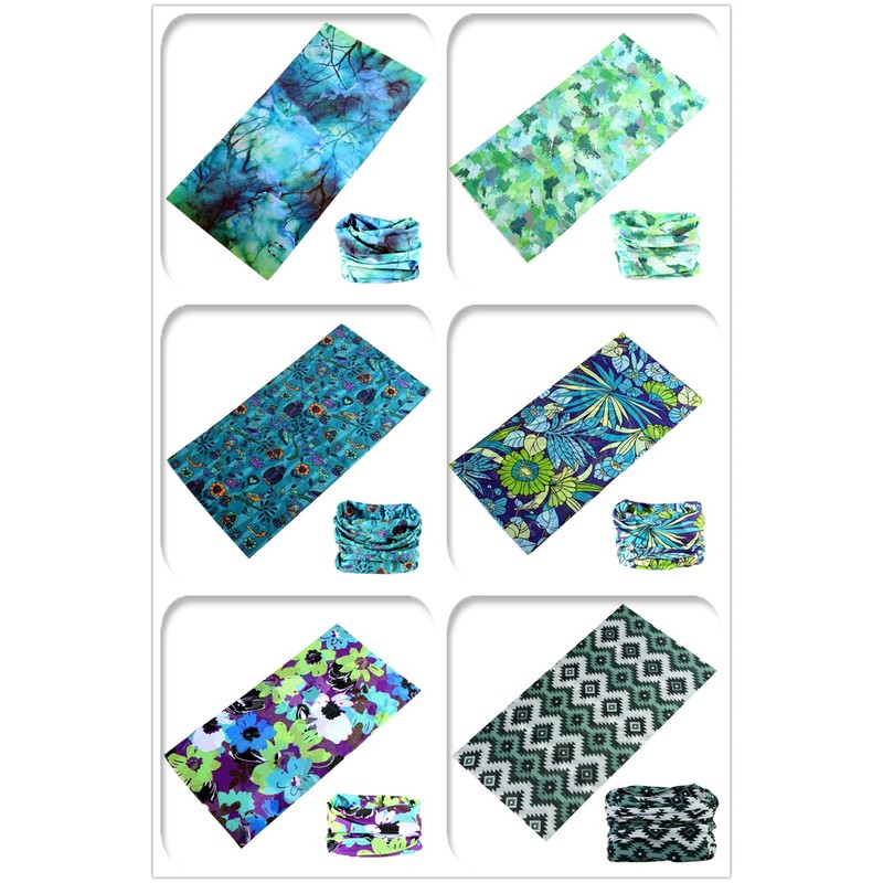 KINREE 6PCS Outdoor Magic Scarf, Elastic Headbands, Headscarves, Headwear, Mask