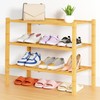 Smiry Shoe Rack, 3 Tier Thick Bamboo Shoe Organizer, Stackable