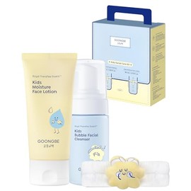 GOONGBE Kids Facial Care Kit - Korean Low pH Bubble Facial Cleanser & Moisture Face Lotion - Face Wash & Moisturizer Set with Cica & Panthenol - Allergen-Free Formula 3.38 fl.oz. & 2.7 oz