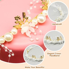 Flower Girl Headpiece Rhinestone Flower Girl Headpiece, Flower Girl Headband, Crown, Pearl Headband, Metal Toddler Baby Flower Crown Headband for Girls and Women (Silver)