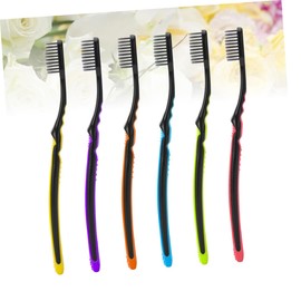 COLLBATH Bamboo Toothbrushes (6/pack) Abs Non-slip Handle Soft Bristles for Home Travel Use Random Color