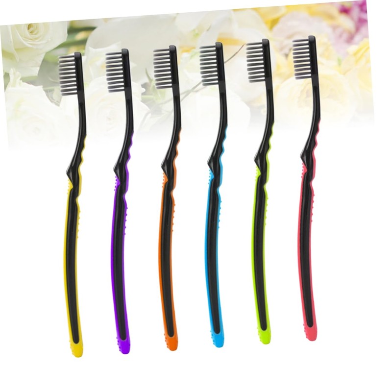 COLLBATH Bamboo Toothbrushes (6/pack) Abs Non-slip Handle Soft Bristles for