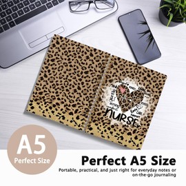 LIANGW Nurse Notebook - Leopard Print Spiral Journal with Heartbeat & Stethoscope, Gift for Nurses, Nursing Students & Healthcare Workers - Nurse Appreciation Week, 160 Pages （5.5x8.3 Inch）