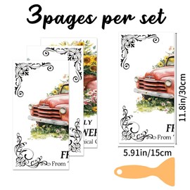 BEUNITONE 3 Sheets Vintage Truck Flowers Rub on Transfer Stickers for Furniture and Crafts Waterproof Decorative Stickers Wall Art Decals Iod Transfers Rub on Farmhouse for Scrapbooking 6"x12"