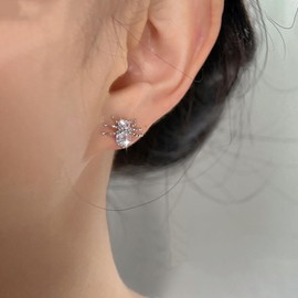 Cybche Punk Crystal CZ Spider Earrings Small Rhinestone Earrings Silver Minimalist Scary Animal Spider Stud Earrings Jewellery For Women