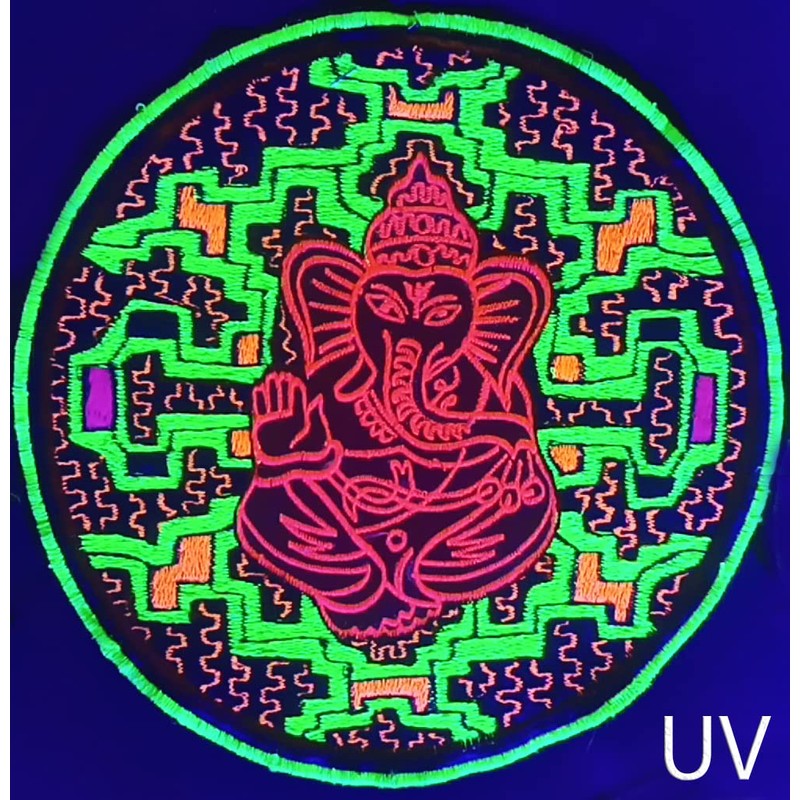 ImZauberwald Ganesha Ayahuasca Patch ~7inch Handmade DMT Shipibo Conibo UV