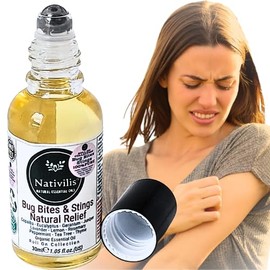 Nativilis Natural Relief for bug bites stings mosquito nettle fleas Organic Essential Oil Formula Roll on ball Stainless Steel 30ml Daily Use Travel Easy to carry in your purse bag Copaiba Properties
