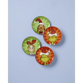 Lenox Merry Grinchmas Tidbit Platos, juego de 4, 4 unidades, verde