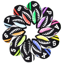 10 Pcs Golf Iron Covers Neoprene Elastic Number Iron Covers 4-9 P A S X Shark