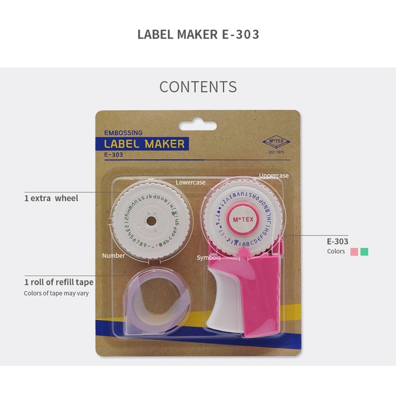 Motex E-303 PINK Emoticon Embossing Label Maker