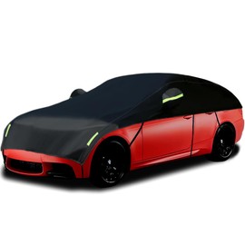 Guuffe Half Car Cover Car Cover for Sunshade Half Car Body Cover Snow Cover Waterproof Universal Black 210D with Cotton (Sedan)