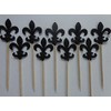 Black Fleur De Lis Cupcake Toppers - Party Picks -