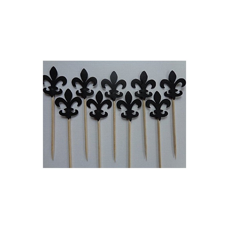 Black Fleur De Lis Cupcake Toppers - Party Picks -