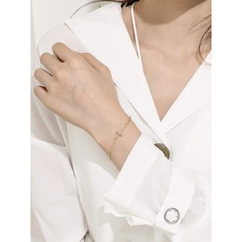 MOMOL Sideways Cross Bracelet, 18K Gold Plated Stainless Steel Religious Cross Bracelet Christian Faith Bracelet Classic Cross Charm Bracelet for Women