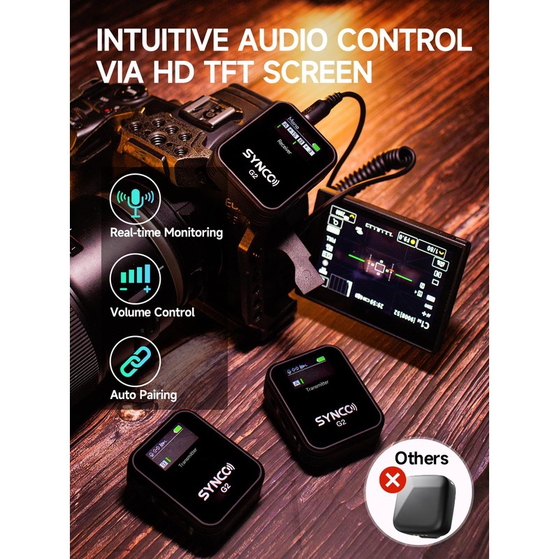 SYNCO Wireless Lavalier Microphone, G2(A2) 2.4G Dual Transmitter 48KHz 24Bit