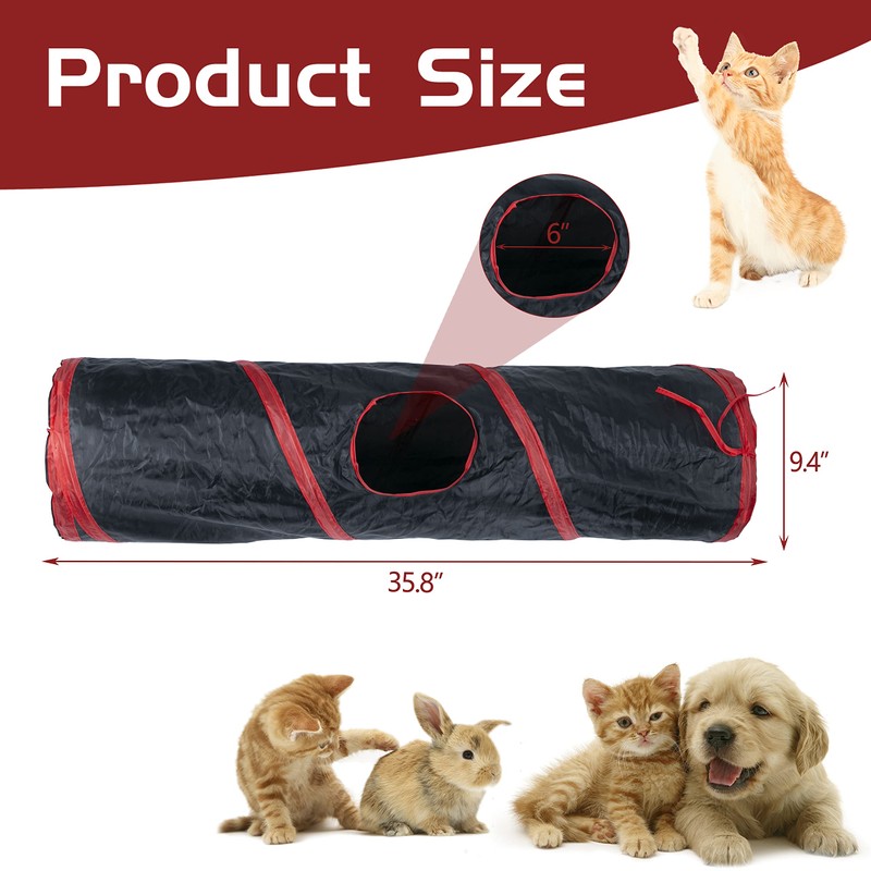 Sheldamy Cat Tunnel, 2-Way Collapsible Play Tunnel, Interactive Toy Maze