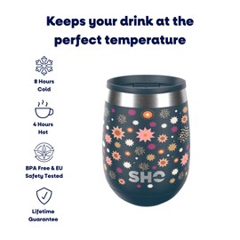 SHO Pacto - Ultimate Insulated Stainless Steel Reusable Coffee Cup & Stemless Wine Tumbler - 4 Hours Hot, 8 Hours Cold - 360ml - BPA Free (x AW - Nova, 360ml)