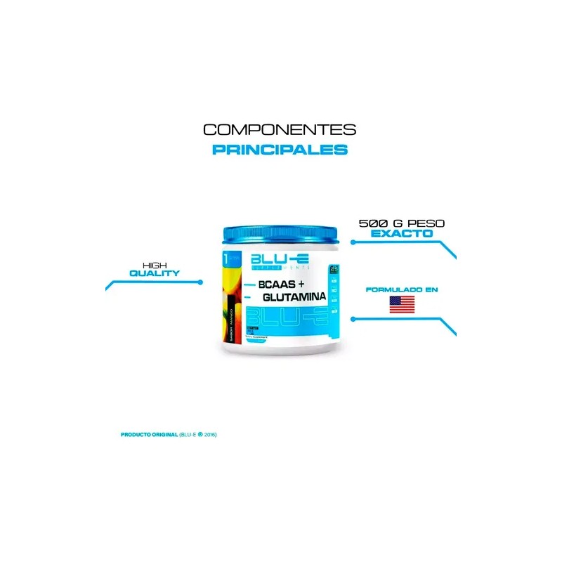 Aminoácidos Bcaas Glutamina Blu-e 500g Varios Sabores