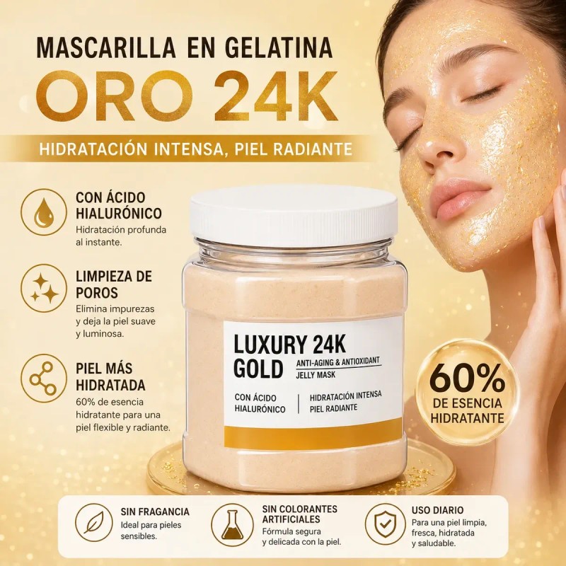 Jelly Mask Facial Oro24k Lujo 650g Mascarilla Todo Piel