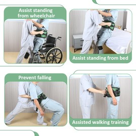 WASHINBED Gait Belt with Handles and Caregiver Assistance Knee Strap (L)