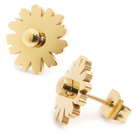 Steelmeup Stainless Steel Daisy Flower Post Stud Women Earrings Multi Petal Gold Color