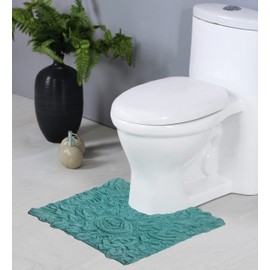 Home Weavers Bell Flower Collection 20"x20" Contour 100% Cotton Tufted Bath Rugs, Extra Soft and Absorbent Bath Rugs, Non-Slip Bath Mats, Machine Washable, Bathroom Bath Mats for Floor, Turquoise