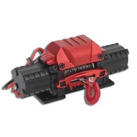 equlup RC Car Winch 10kg Pull Gorce Remote Control Simulation Pull Toy Model Winch Aluminum Alloy High Simulation RC Car Double Motor Winch with 270mm Wire for (Black)