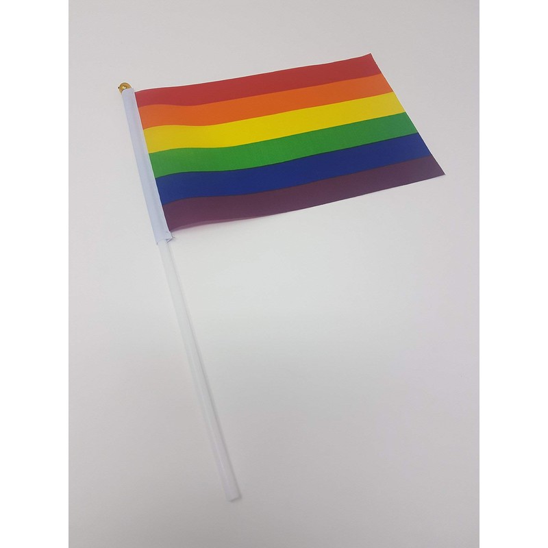 Mini Handheld Flags with Waving Sticks [Rainbow, Pack of 1]