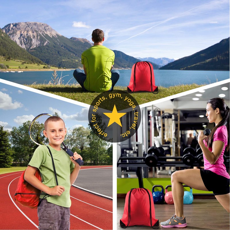 FEPITO 2 Pack Drawstring Backpack Bags Sack Cinch Bag String