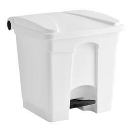 Step-On Trash Can, 8 Gallon, White, Rectangular, Heavy Duty Plastic, 16W x 16D x 17H inches