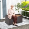 HAPPYGRILL Patio Storage Bench Rattan Wicker Deck Box with Acacia