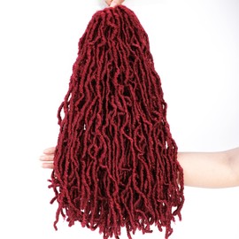 Faux Locs Crochet Hair Burgundy Soft Locs 18 Inch 7 Packs Crochet Locs Natural Locs Crochet Hair For Women Synthetic Pre looped Crochet Braids (18 Inch (Pack of 7), BG#)