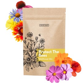 65,000+ Seeds - Bird & Butterfly Wildflower Pollinator Mix - Perennial & Annual Wild Flowers for Spring & Fall - Planting Outdoors for Hummingbirds & More - Calendula, Yarrow, Poppy, Baby's Breath