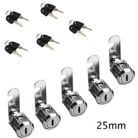 Comidox 5pcs 16/20/25/30mm Cam Lock Pinball Arcade Machine Door Cabinet Toolbox Drawer & 2Key 25mm