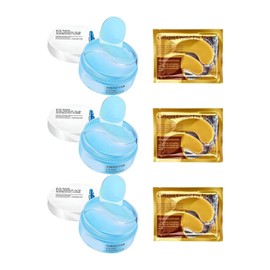180 Parches Ojos Acido Hialuronico + 3 Pares de Parches de Oro 24k, Mascarilla Para Ojeras Y Bolsas de Ojos, Hidrogel Anti Arrugas, Lineas De Expresion, Hinchazon, Parches Para Contorno Ojo Humectante, Optigel, Eye Patches, 240g (3 tarros)