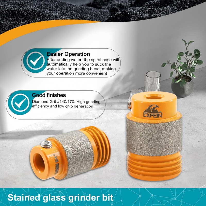 EXFEIN Grinder Bits for Stained Glass - Diamond Grinder Head